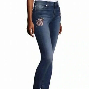 7 for All Mankind The Skinny with Floral Patchwork Jeans Stretch Denim Size 27